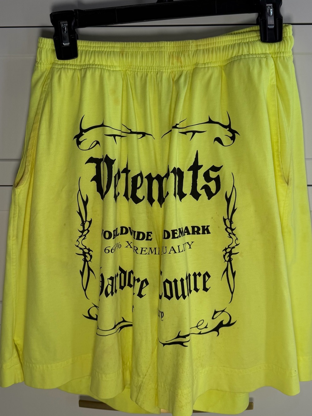 Authentic Vetements Hardcore Couture Neon Yellow Shorts XS